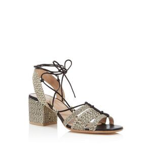 POUR LA VICTOIRE Womens Beige Woven Woven Amada Open Toe Block Heel Sandals 9.5